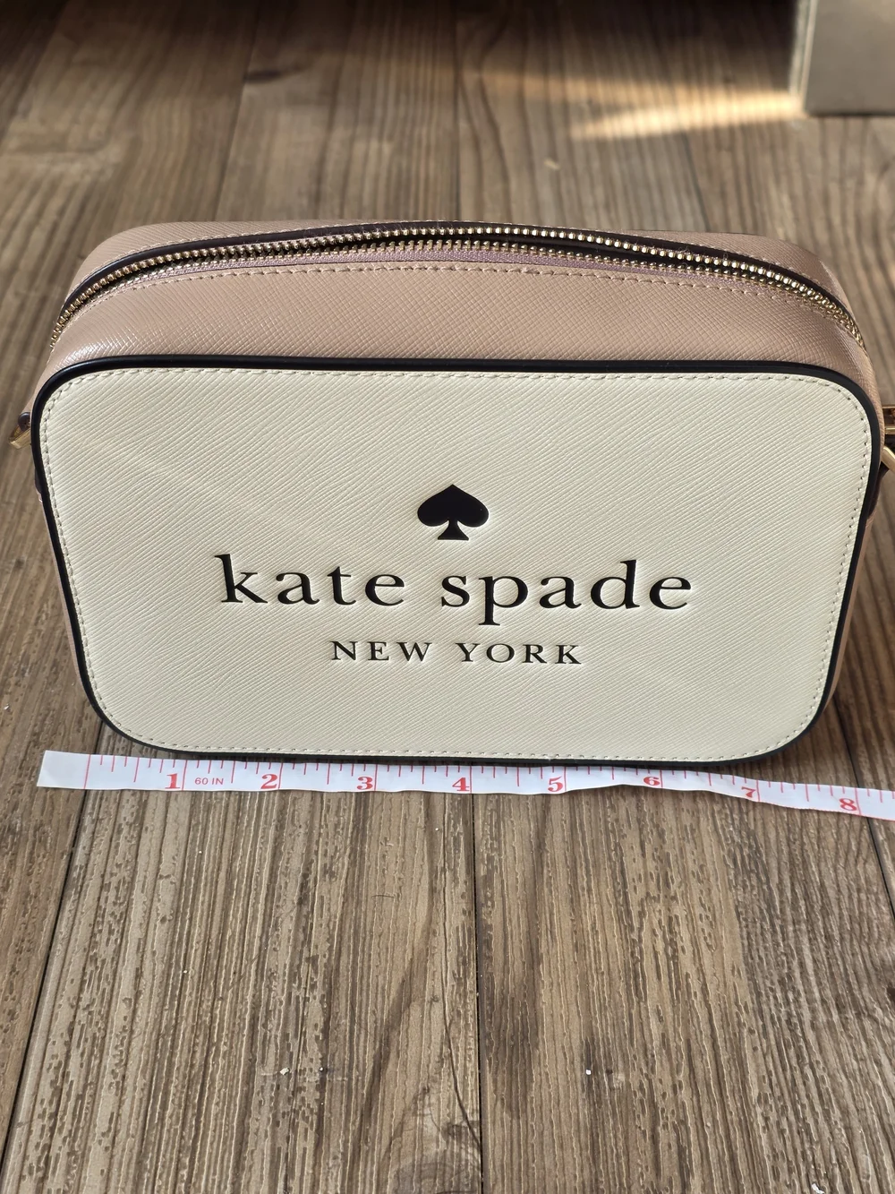 kate spade cream and blush camera crossbody with striped strap
